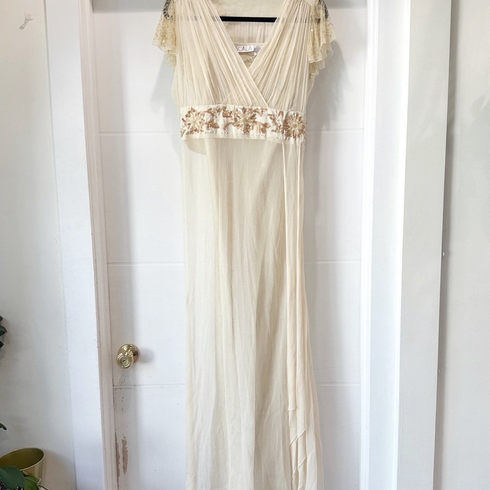 Scala silk beaded gown size large